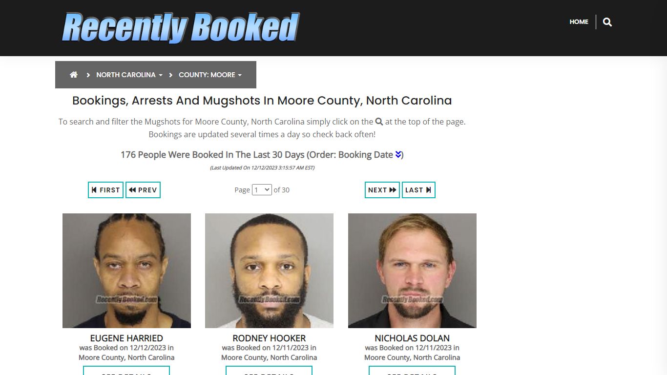 Bookings, Arrests and Mugshots in Moore County, North Carolina